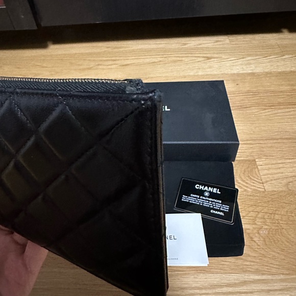 💯%Authentic!Chanel Lambskin Quilted Classic Flat Wallet/Phone Pouch/Card Holder - Picture 9 of 13